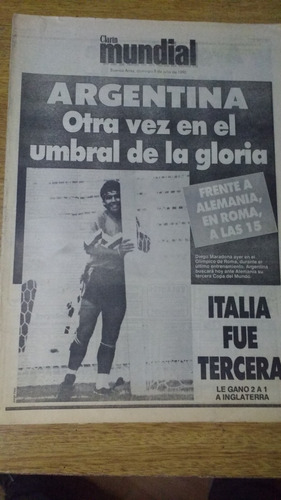 Clarin Mundial Futbol 1990 Argentina Otra Vez Unbral De Glor