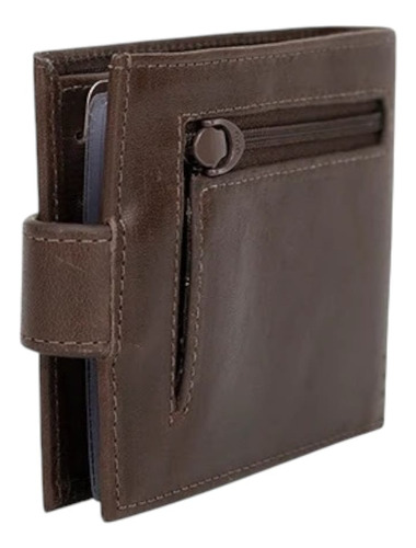Carteira Masculina Classe Couro Versátil Com Fecho Cor Preto M241-1 Desenho Do Tecido Liso