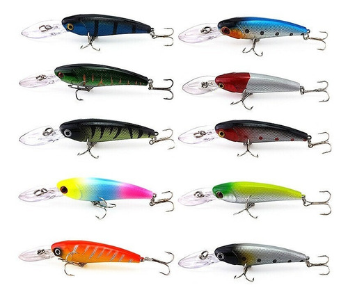 10 Señuelos De Pesca Profundidad Rapala Minnow 9cm 7gr