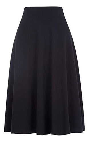 Falda Midi Cintura Alta A La Moda Mujer Elástica Acampanada