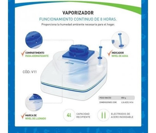 Imagen 3 de 6 de Vaporizador Humificador De Ambientes V11 Silfab 4 Litros