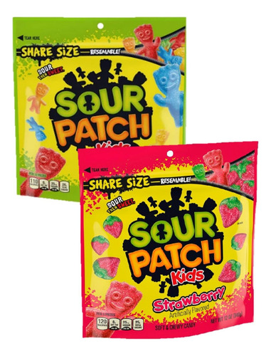 2 Bolsas De Sour Patch Kids 2 Sabores Share Size 340g C/u