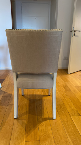 Set De 5 Sillas De Comedor Lino Y Madera Usadas Lisa Beige Beige (Usado)