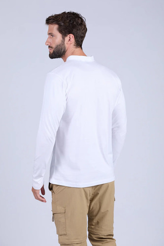Remera Cuello Mao Con Botones Manga Larga Oxford Polo Club