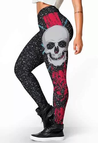 Legging Estampa Estilo Caveira Skull Rock Gotica Academia