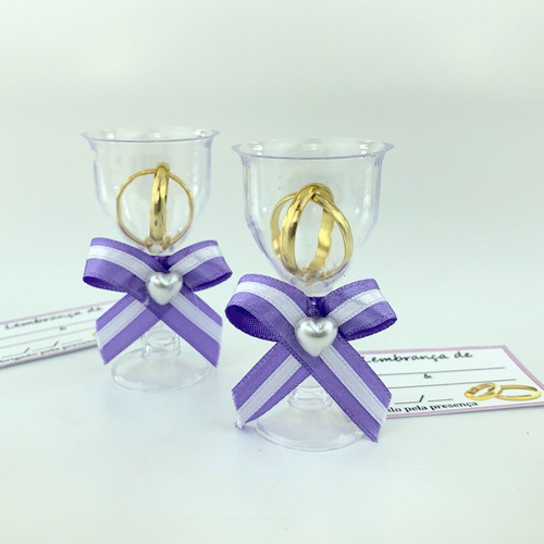 Lembrancinha Casamento Tacinha Aliancinhas - Cores - 50 Unid