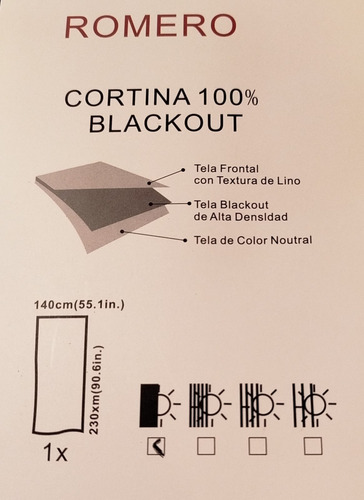 Cortinas 100% Blackout Largas 140x230cm Tres Capas Hogar Gris Claro