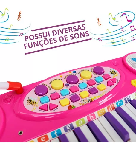 Piano Clássico Infantil com 30 Teclas, Banco, Tampa de Piano e Suporte para  Partitura, Goplus, Rosa - Blumenau