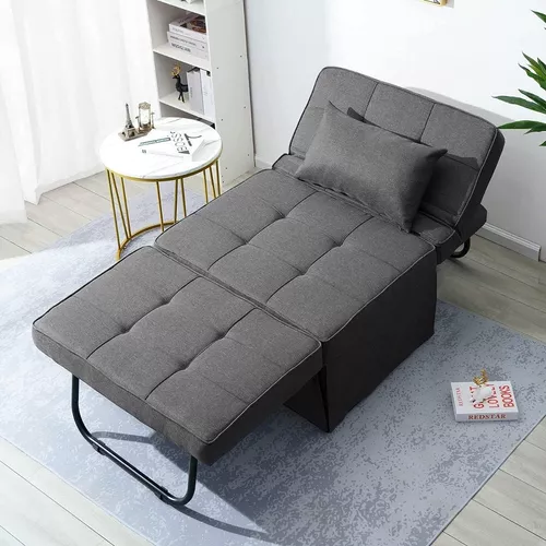 Sofa Cama Plegable 4 En 1 Respaldo Ajusta Color Gris Bigsyy