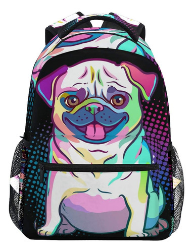 Mochila Escolar Pug Dog Pop Art Style Adolescentes Niñas Niñ