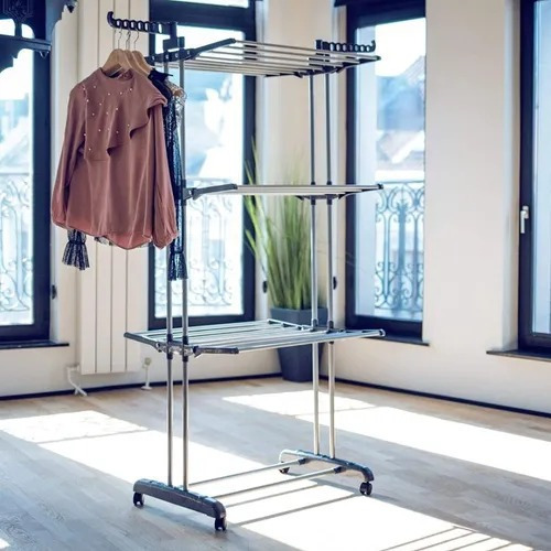 Imagen 3 de 4 de Tendedero Organizador Colgador Ropa Plegable 3 Niveles