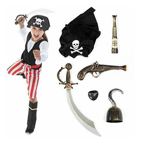 Hauntlook Deluxe Caribbean Pirate Costume & Accessory Kit - 