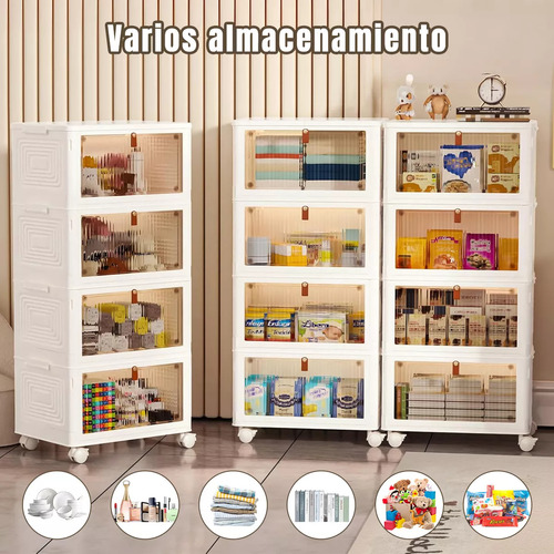 Caja De Almacenamiento Plegable De Cuatro Niveles Color Blanco