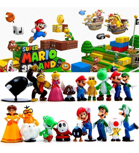 18 Pcs Super Mario Bros Pvc Figuras De Acción Juguetes Luigi