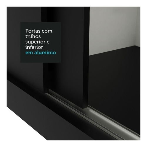 Imagen 6 de 8 de Ropero Madesa Mônaco color negro de mdp con 3 puertas corredizas