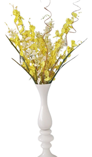 Imagem 1 de 2 de Arranjo De Flores Orquídeas Artificiais E Vaso De Vidro