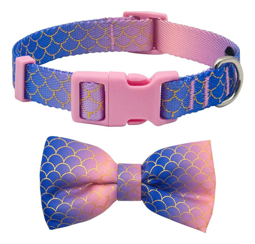 Azuza Bowtie Dog Collar Mermaid, Collar De Perro Suave Y Cóm