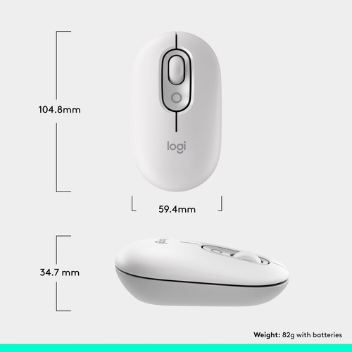 Ratón Bluetooth Inalámbrico Logitech Pop Compact Blanquecino