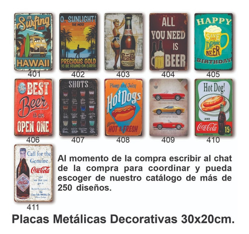 10 Placas Poster Decorativos Metálica Cuadro Vintage Retro 