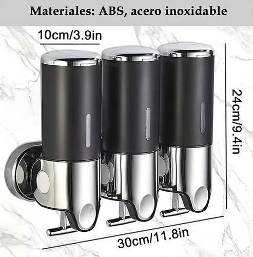 Dispensador De Jabón Thouse Triple Adhesivo/amurable 1500ml Negro