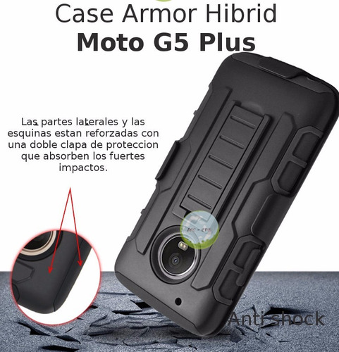 Funda Moto G5 Plus Suave TPU Silicona Rubber Case Cover con soporte para Motorola Moto G5 Plus Light Blue MHHQ 2in1 Armadura Combinación A Prueba de Choques Heavy Duty Escudo Cáscara Dura PC 