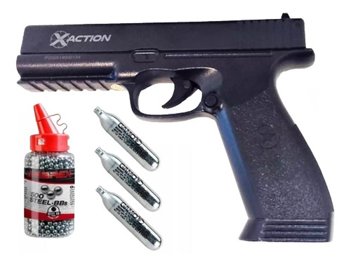 Pistola Co2 X-action Target 4,5mm + 500 Balines + 3 Garrafas