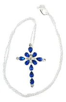 Comprar Cruz Chapada En Plata Con Cristales Y Cadena Plata Ley 925