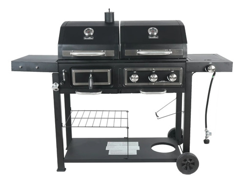 Asador Hibrido Dual De Carbon Y Gas Negro Nuevo En Su Caja!