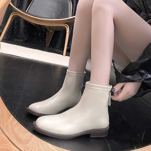 Botas De Tacón Duradero Con Tacón Bajo Y Punta Redonda Para