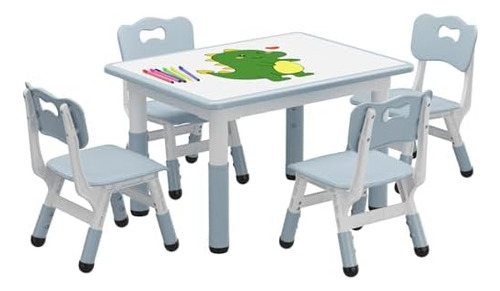 Juego De Mesa Y Silla Para Niños, Mesa De Altura Ajustable Y