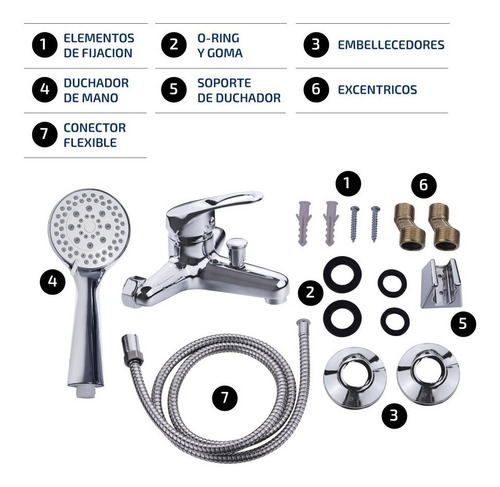 Imagen 4 de 6 de Ducha Canilla Monocomando Baño Metal Duchador Transferencia