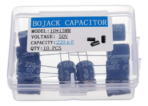 Bojack 10x13mm 220uf 50v 220mfd 50voltage ±20% Condensadores