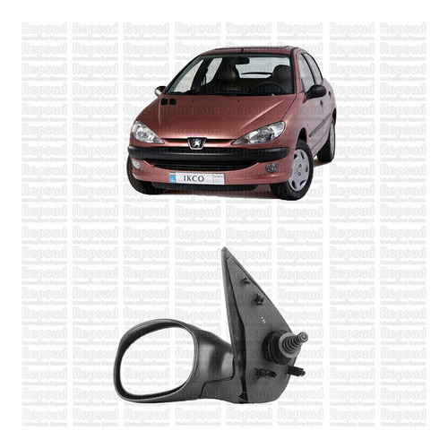 Espejo Izquierdo Negro Manual Peugeot 206 1998 - 2008