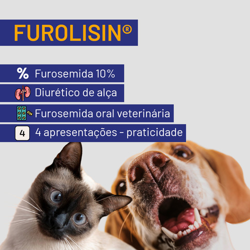 Diurético Furolisin 20mg Cães E Gatos C/ 10 Comprimidos