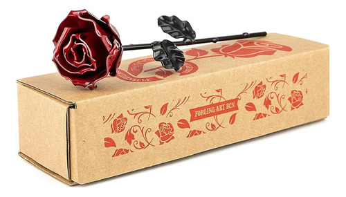 Rosa De Hierro Forjado Eterno Forjado Mano (rojo/negro)