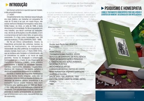 Livro Psiquismo E Homeopatia - Dr. Gallavardin