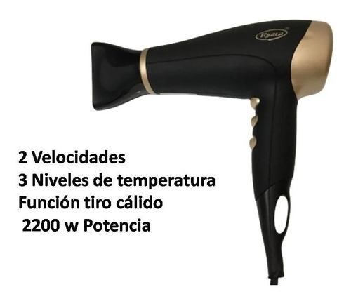 Imagen 4 de 10 de Secador De Pelo 2200w 2 Velocidades 3 Niveles De Temperatura
