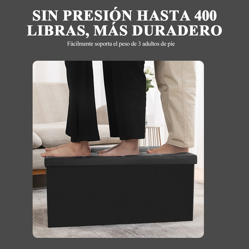 Taburete Plegable Puff De Almacenamiento Banco 2 En 1