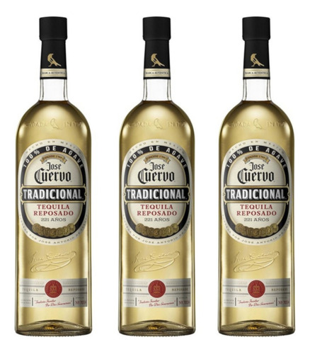 Paquete De 3 Tequila Jose Cuervo Tradicional Reposado 950 Ml