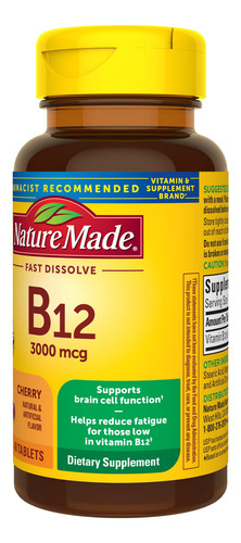 Suplemento De Vitamina B12 Sublingual Nature Made 3000mcg 40