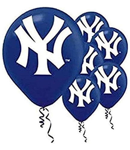 Yankees Globos Latex 12 Pies Azul Paquete 6