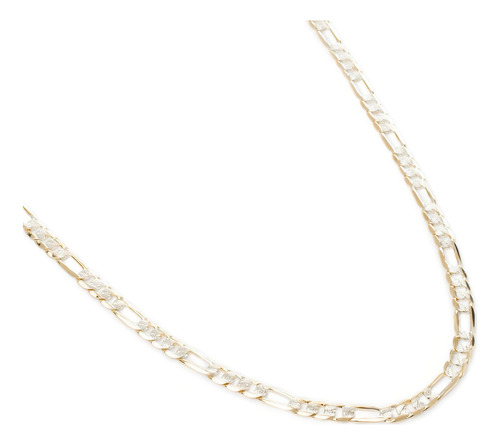 Cadena Figaro 3x1 Bitono 6.5mm Unisex 60 Cm Chapa De Oro 18k Color Dorado