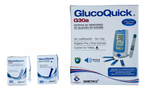 Glucometro Glucoquick G30a Más 50 Tirilla Y 50 Lancetas