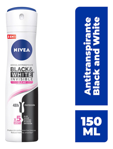 Desodorante Antimanchas Nivea Black & White Clear 150ml