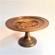 Comprar Antiguo Plato Tazza Con Pié Bronce Francés Escena En Relieve