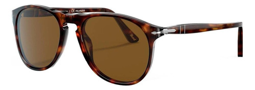 Gafas de sol polarizados Persol PO9649S Standard con marco de acetato color havana, lente marrón de cristal clásica, varilla havana de acetato