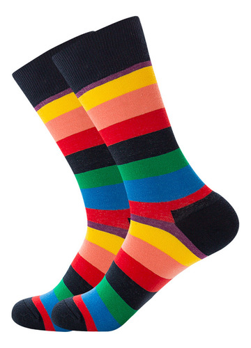 Calcetines N Para Mujer Con Estampado De Rayas, A La Moda Vi