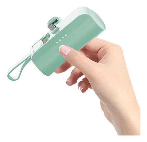 Power Bank Mini 5000 Mah Saiviek Dx121 Batería Portátil Con 1 Cable Salida Tipo C/ Lightning ,Cargador Inalámbrico Compatible Para iPhone, Samsung, Xiaomi, Andriod,Color Verde