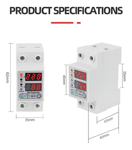 Protector Voltaje Corriente Ajustable 63a 220v Din