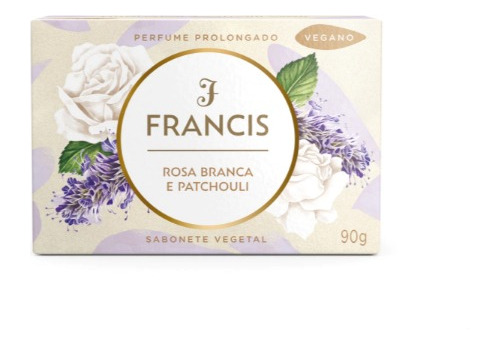 Sabonete Francis Rosa Branca E Patchouli 90g Clássico Vegano